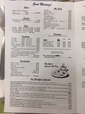 Yankee Coffee Shop menu 1